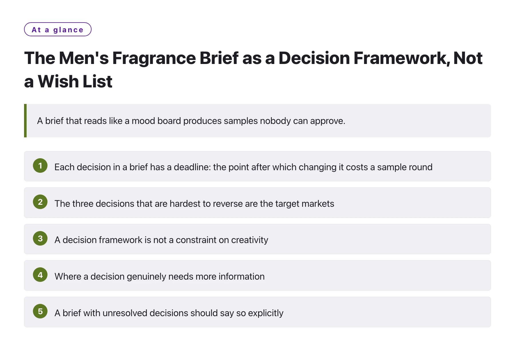 The Men's Fragrance Brief as a Decision Framework, Not a Wish List——全文要点速览